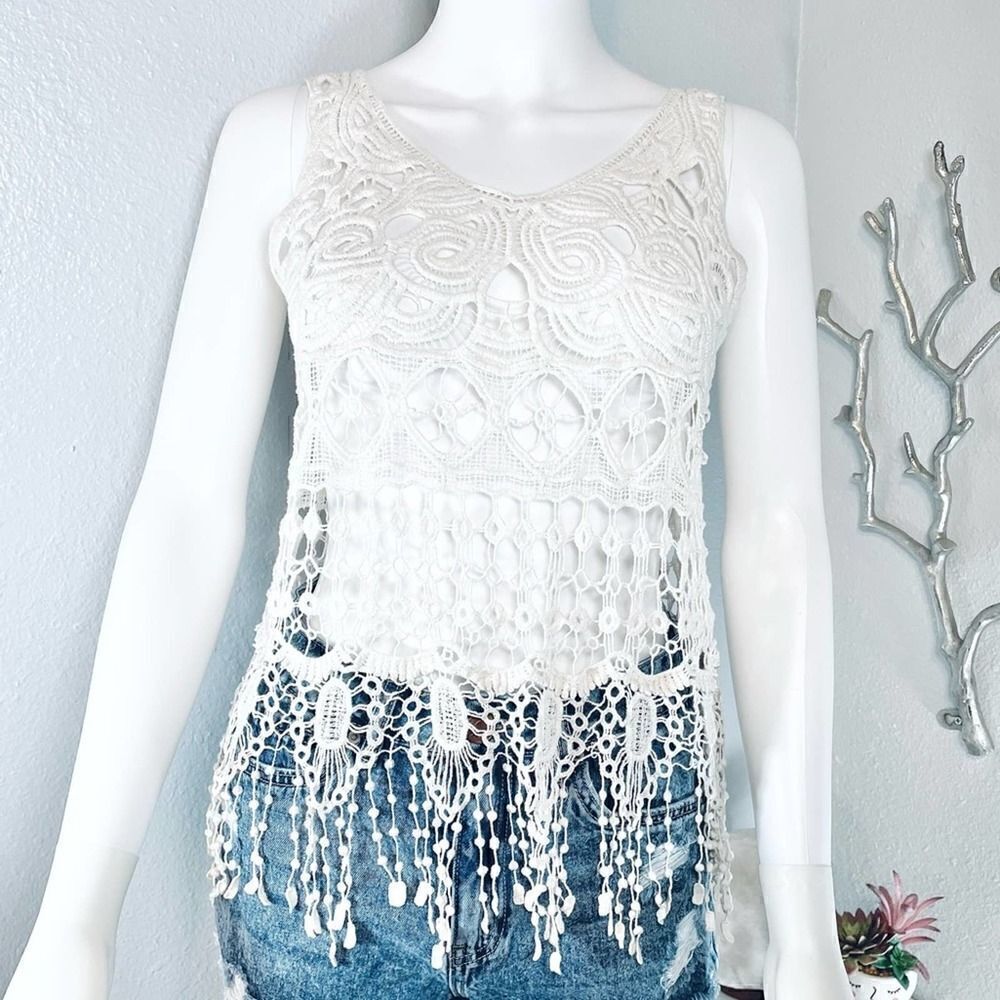 Crochet Lace Cami Ivory Medium